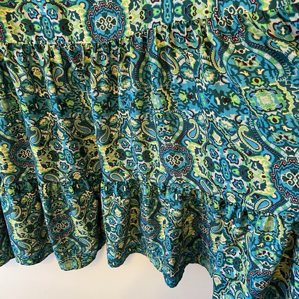 Creation Z Tired Midi Skirt Paisley Bohemian Cottagecore Beach Summer Sz 18 - Picture 6 of 10